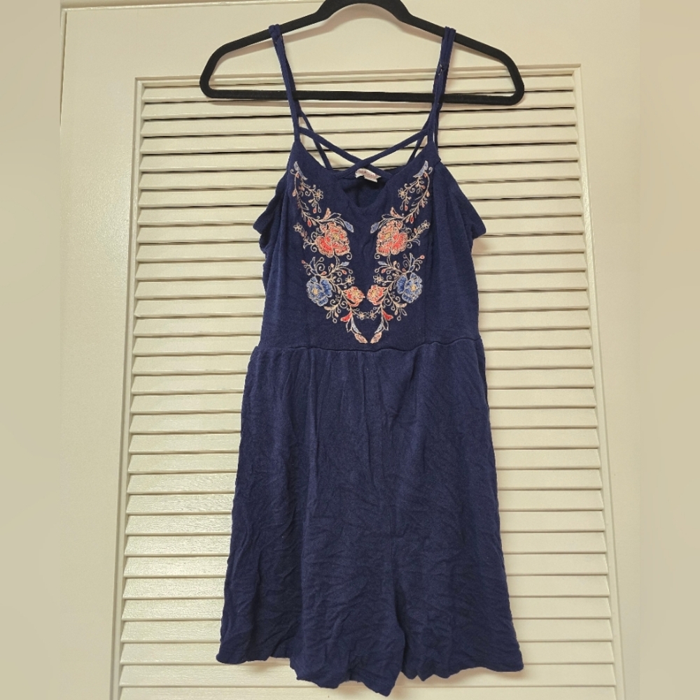 Xhilaration - Floral Embroidered Sleeveless Romper With Adjustable Straps